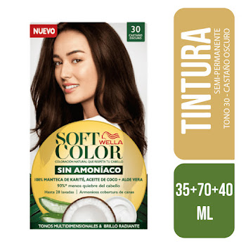 Kit Coloracion Tinte Wella Soft Color Castaño Oscuro x 35 ml  