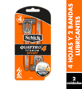 Máquina De Afeitar Schick Quattro 4 Hojas Titanium Sport x 2 und  