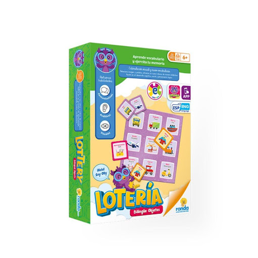 Juegos de Aprendizaje Loteria Bilingue Objetos Ronda Ronda Caja x 1 Juego de la lotería que facilita el repertorio verbal  de los niños mediante el reconocimiento de objetos.
