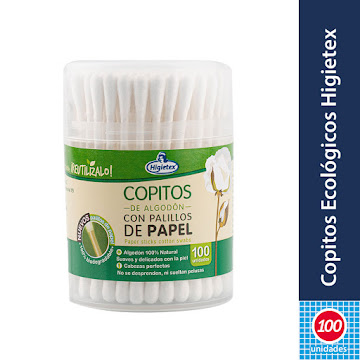 Copitos para Bebés y Adultos Higietex Hisopo Con Palillos De Papel x 100 und  