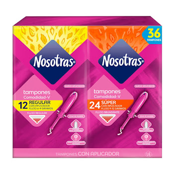 Tampon Nosotras Con Aplicador Super x 24 und + Tampon Nosotras Con Aplicador Regular x 12 und  