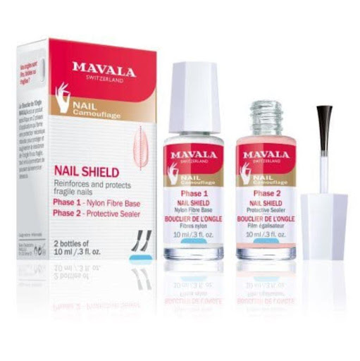 MAVALA  ESCUDO PROTECTOR DE UÑAS 2X10ML MAVALA MAVALA NAIL SHIELD ESP 2X10ML x 10 ML Mavala Escudo de la Uña Refuerza y Protege La Uña Frágil 2 x 10 ml es un cuidado específico en dos fases que refuerza y aumenta la resistencia de la uña blanda y protege la uña frágil.

Su composición
