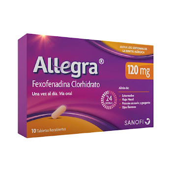 Allegra Fexofenadina Clorhidrato 120 mg Sanofi Caja x 10 Tabletas  