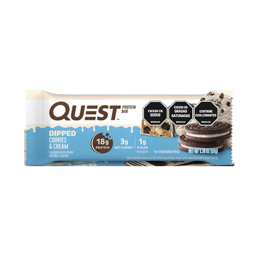 Barra de Proteína Quest Recubierta de Cookies And Cream Paquete x 50 gr