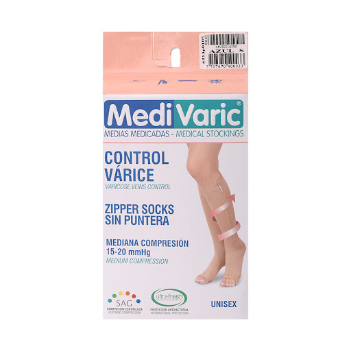 Medias Medivaric Unisex Cremallera 15-20 Azul Talla S