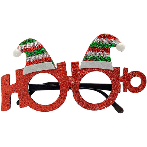 Lentes Navideños De Santa Rojos x 1 und 