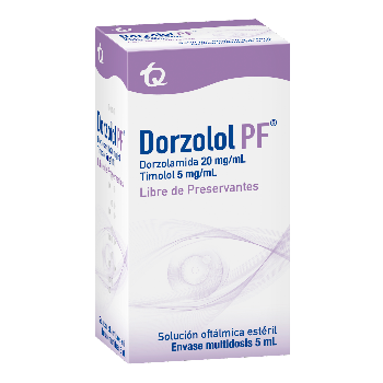 Dorzolol PF Dorzolamida + Timolol 20mg/5mg Tecnoquimicas Frasco x 5 ml  