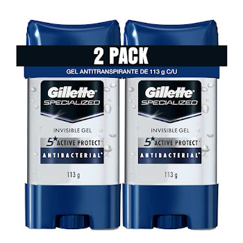 Desodorante Antitranspirante Gillette Hombre Antibacterial Gel 113 g Frasco x 2 und  