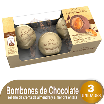 Chocolate MONTBLANC   Bombones con Relleno Almendras X3UND               