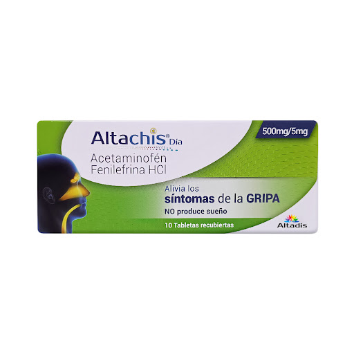 Altachis Día Acetaminofén 500 mg /Fenilefrina HCl 5 mg Altadis Caja x 10 Tabletas