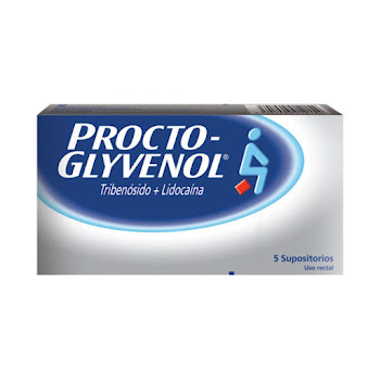 Procto Glyvenol Tribenósido + Lidocaína 400mg/40mg Haleon Caja x 5 Supositorios  