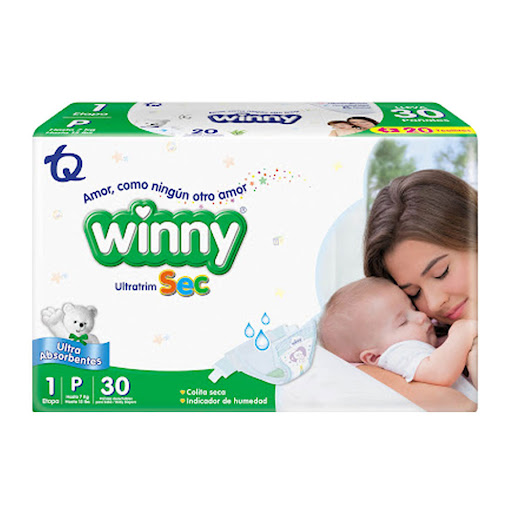 Pañales Winny Ultratrim Sec + Toallitas Húmedas Etapa 1 X 30 Und