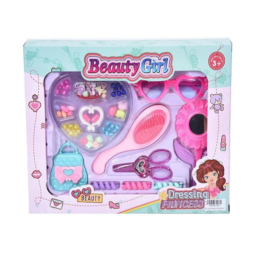 Set Belleza Princess Caja Plasticos Asociados  x 1 Este set de belleza es perfecto para que los niños se sumerjan en el juego simbólico, explorando el mundo del estilismo y la moda a través de accesorios encantadores. Al recrear sesiones de cuidado pe
