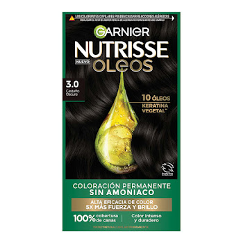 Tintura Garnier Nutrisse Oleos Tono 3.0 Castaño Oscuro x 160 ml  
