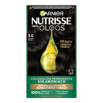 Tintura Garnier Nutrisse Oleos Tono 3.0 Castaño Oscuro x 160 ml  