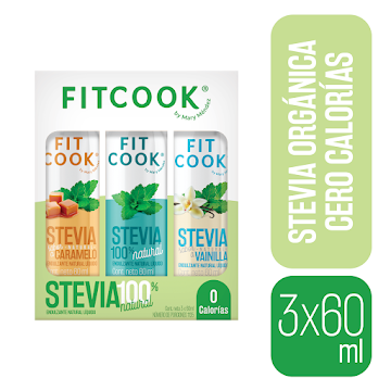 Endulzante Stevia Fitcook Mary Mendez Natural Vainilla Caramelo x 3 und  