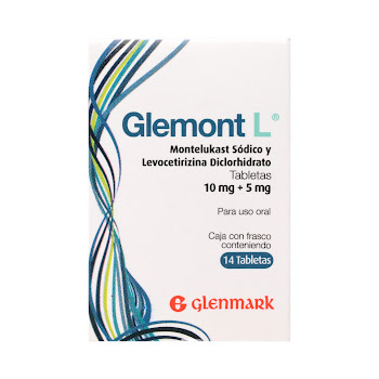 Glemont L Montelukast + Levocetirizina 10mg/5mg Glenmark Caja x 14 Tabletas  
