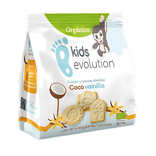 Galletas Orgánicas Kids Evolution Infantiles Coco Vainilla Bolsa x 80 gr