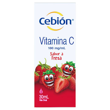 Cebión Vitamina C Ácido Ascórbico 100mg P&G Para niños Sabor A Fresa Gotas x 30 ml  