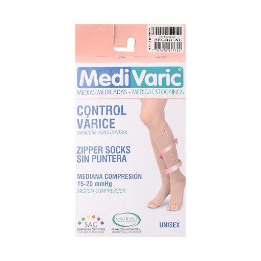 Medias Medivaric Unisex Cremallera 15-20 Negro Talla XL