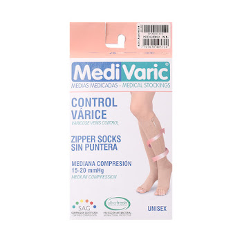Medias Medivaric Unisex Cremallera 15-20 Negro Talla XL  