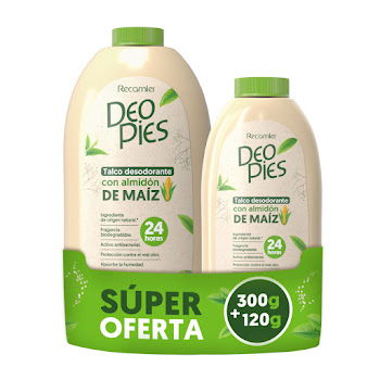 Talco Desodorante Deo Pies Con Almidón De Maíz Promoción x 300g+120g   