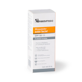 Bloqueador Solar Facial Farmatodo Spf 50+ Acabado Invisible Ácido Hialurónico Frasco x 50 ml  