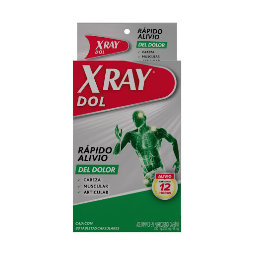 Xray Dol Acetaminofén + Naproxeno + Cafeína 250mg/220mg/65mg x 80 Tabletas