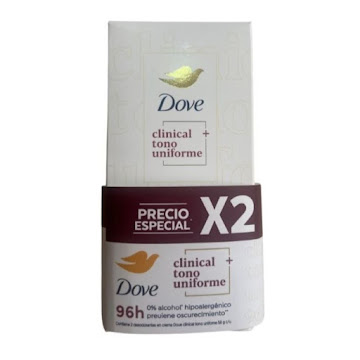 Desodorantes Dove Clínical Tono Uniforme Barra Crema 58gr Paquete x 2 und   