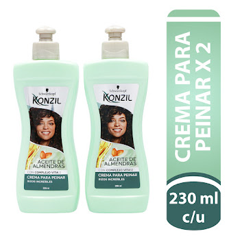 Crema Para Peinar Konzil Rizos Increibles Aceite De Almendras 230 ml x 2 und  