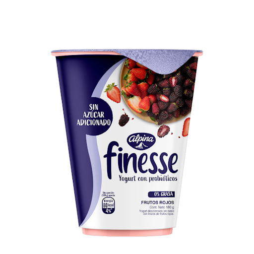 Yogurt Alpina Finesse Frutos Rojos Sin Azúcar x 180 gr