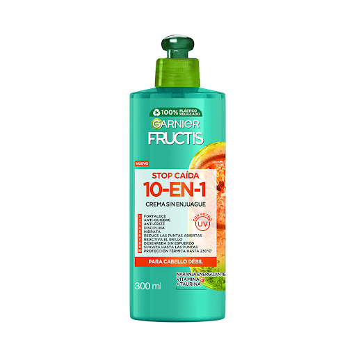 Crema Para Peinar 10 En 1 Garnier Fructis Stop Caída Crece Fuerte  Cabello Débil Frasco x 300 ml