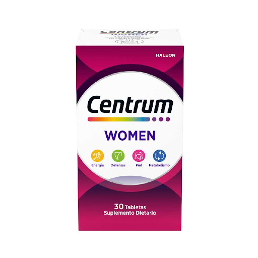 Centrum For Women Vitamina D3 + Ácido Ascórbico + Calcio 800ui/150mg/250mg Haleon Caja x 30 Tabletas