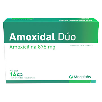 Amoxidal Dúo Amoxicilina 875 mg Megalabs Caja x 14 Comprimidos  