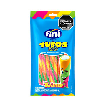 Dulces Fini Tubos Twister Ácidos Paquete x 80 gr  