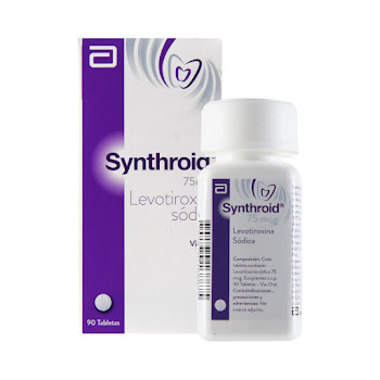Synthroid Levotiroxina Sódica 75 mcg Abbott Caja x 90 Tabletas  