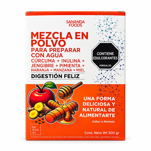 Alimento en Polvo Digestión Feliz Colágeno + Inulina + Cúrcuma Sabor Naranja Natural Caja x 300 g