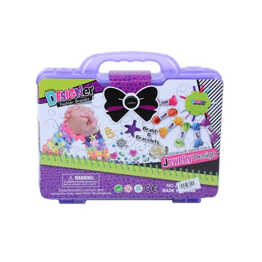 Set Pulseras Designer Maletin Plasticos Asociados  x 1 Este set de pulseras con maletín es perfecto para que los niños exploren su imaginación y experimenten con la creación de accesorios personalizados. Con dijes y brazaletes de diferentes colores, podrá