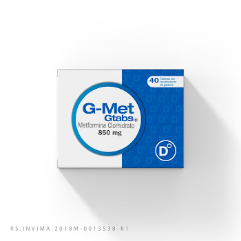 G-Met 850mg G-tabs caja x 40 tab Metformina Clorhidrato.  