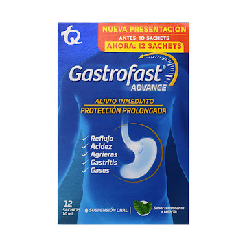 Gastrofast Advance Sodio Alginato + Sodio Bicarbonato 250mg/133.5mg TQ Caja x 12 Sachets  