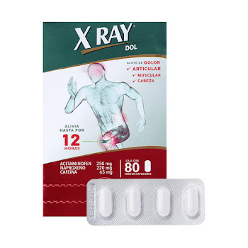 X Ray Dol Acetaminofen + Naproxeno + Cafeína 250/220/65mg Fracción Blíster x 4 Cápsulas  