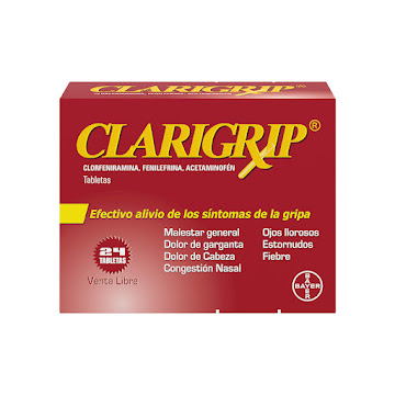 Clarigrip Acetaminofén + Fenilefrina + Clorfeniramina Bayer Caja x 24 Tabletas  