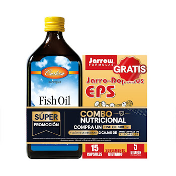 Combo Fish Oil Omega 3 Carlson Labs Botella x 500 ml + Jarro Dophilus EPS Formulabs 2 Cajas x 15 Capsulas.  