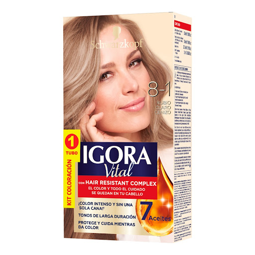 Tinte Igora Vital 8-1 Rubio Claro Cenizo Caja x 1 und