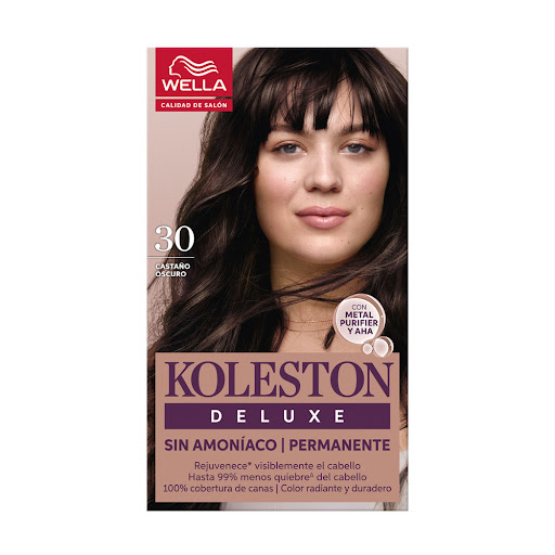 Kit Tinte Koleston Deluxe 30 Castaño Oscuro Permanente Sin Amoniaco Caja x 1 und