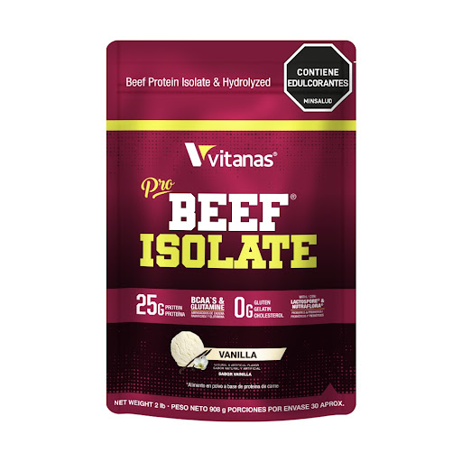Proteína Pro Beef Isolate Sabor Vainilla Paquete x 908 gr