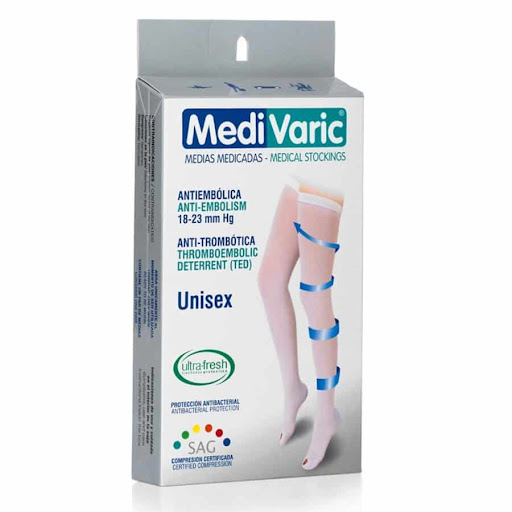 Medias Medivaric Unisex Antiembolica 18-23 Muslo Blanco Talla M