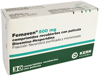 Femaven Diosmina Hesperidina 500 mg Kern Pharma Caja x 30 Tabletas  