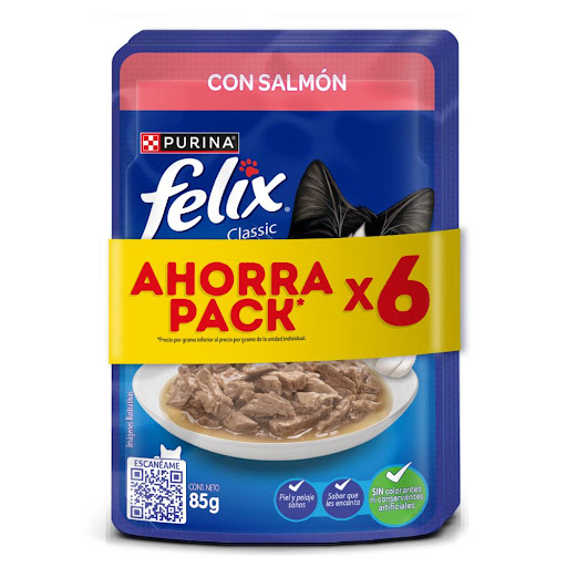 Comida Húmeda Para Gatos Felix Con Salmón Pack x 6 und