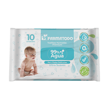 Toallitas Húmedas   Farmatodo Bebé Premium 99% Agua x 10 und  